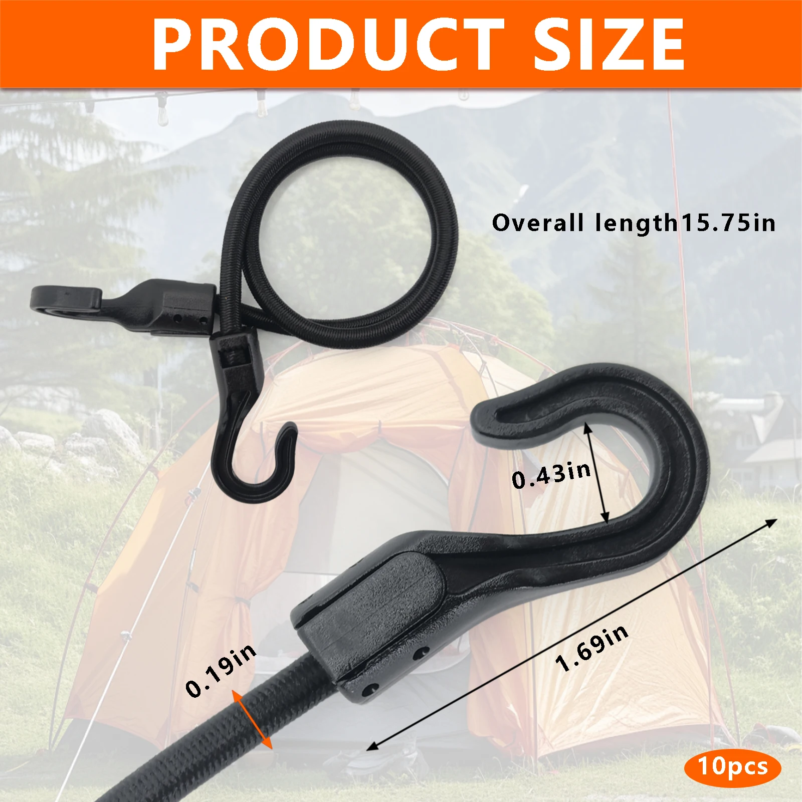 Bungee Straps Elastic Bungee Cords 2/5/10Pcs Heavy Duty Ropes for Bike Tents Camping RVs Trunks Luggage Racks