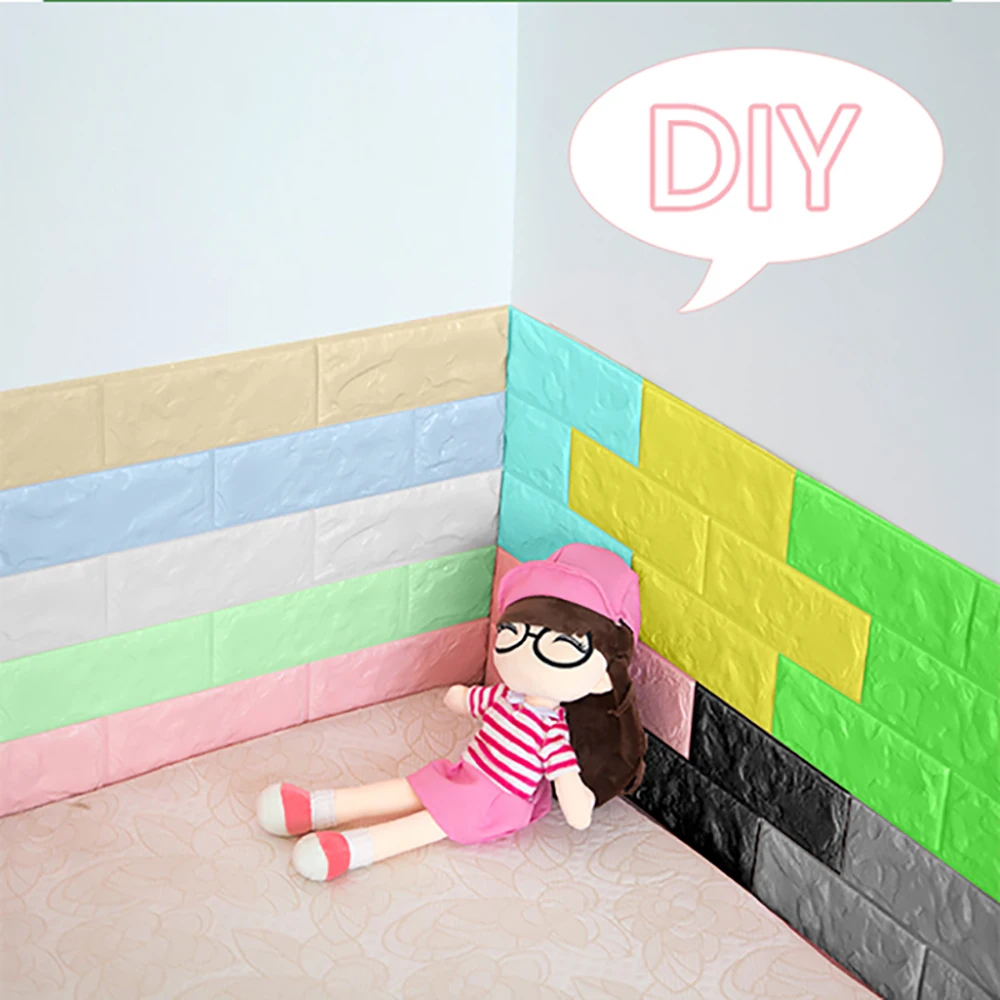 

70cmX100cm Self-adhesive Wallpaper Solid Color Brick Pattern Home Decor 3D Pvc DIY Modern Home Decoration Living Room Stickers