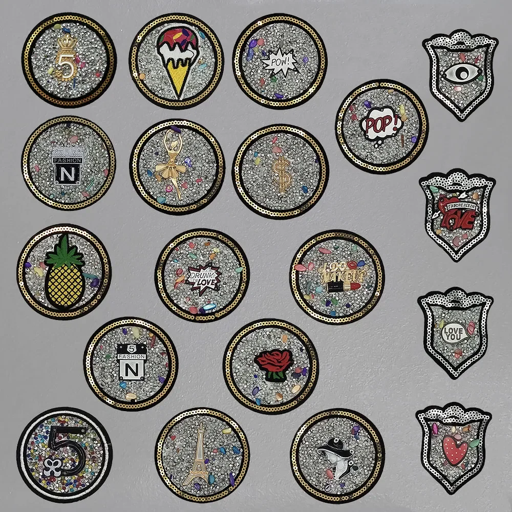 

Оптовая продажа, 50 шт., блестящая нашивка с блестками для вышивки, нашивка для рукоделия, термоклейкая нашивка для глажки, украшение для шитья и одежды