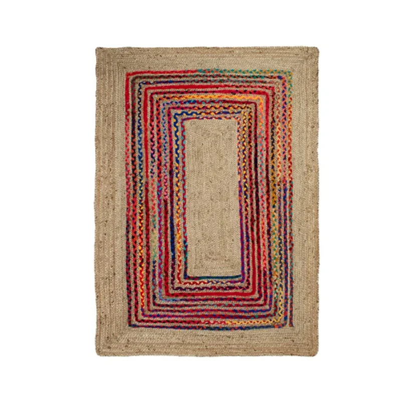 

210x300cm Rug Natural Cotton and Jute Handmade Reversible Carpet Modern Look Home Decor Rug