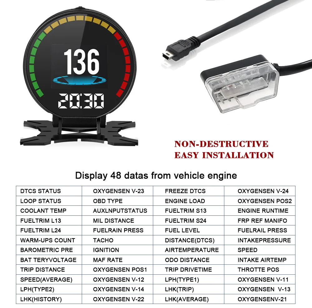 P15 HUD OBD Ʈ     Һ   ÷ Obd2 ͺ νƮ з  ˶  