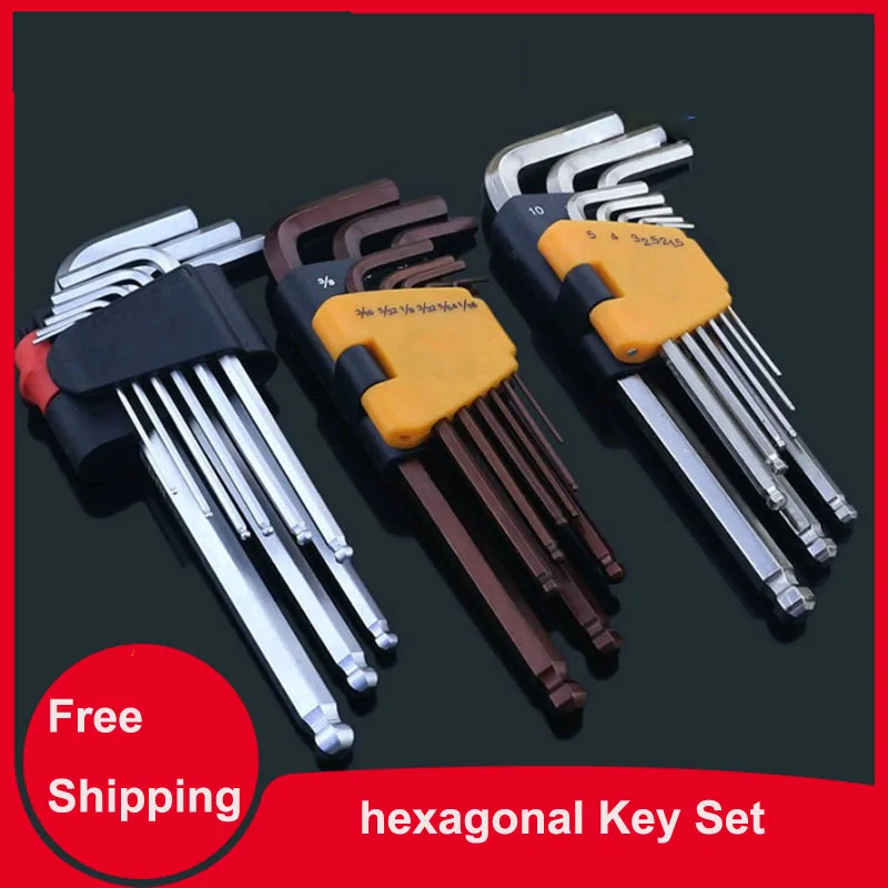 

9Pcs Set Metric Hexagon Allen Key Wrench Tools Set Ball Head Inner Hexagonal Wrench Set Lengthened