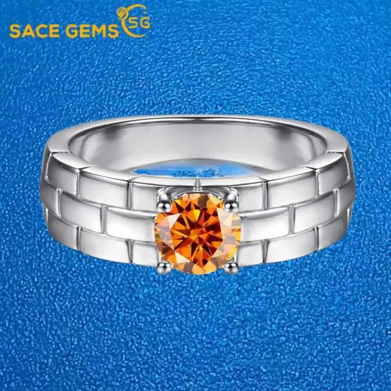 

SACE GEMS GRA Certified D Color 0.5ct Moissanite Ring 925 Sterling Silver Plated with 18k White Gold Ring for Women Fine Jewelry