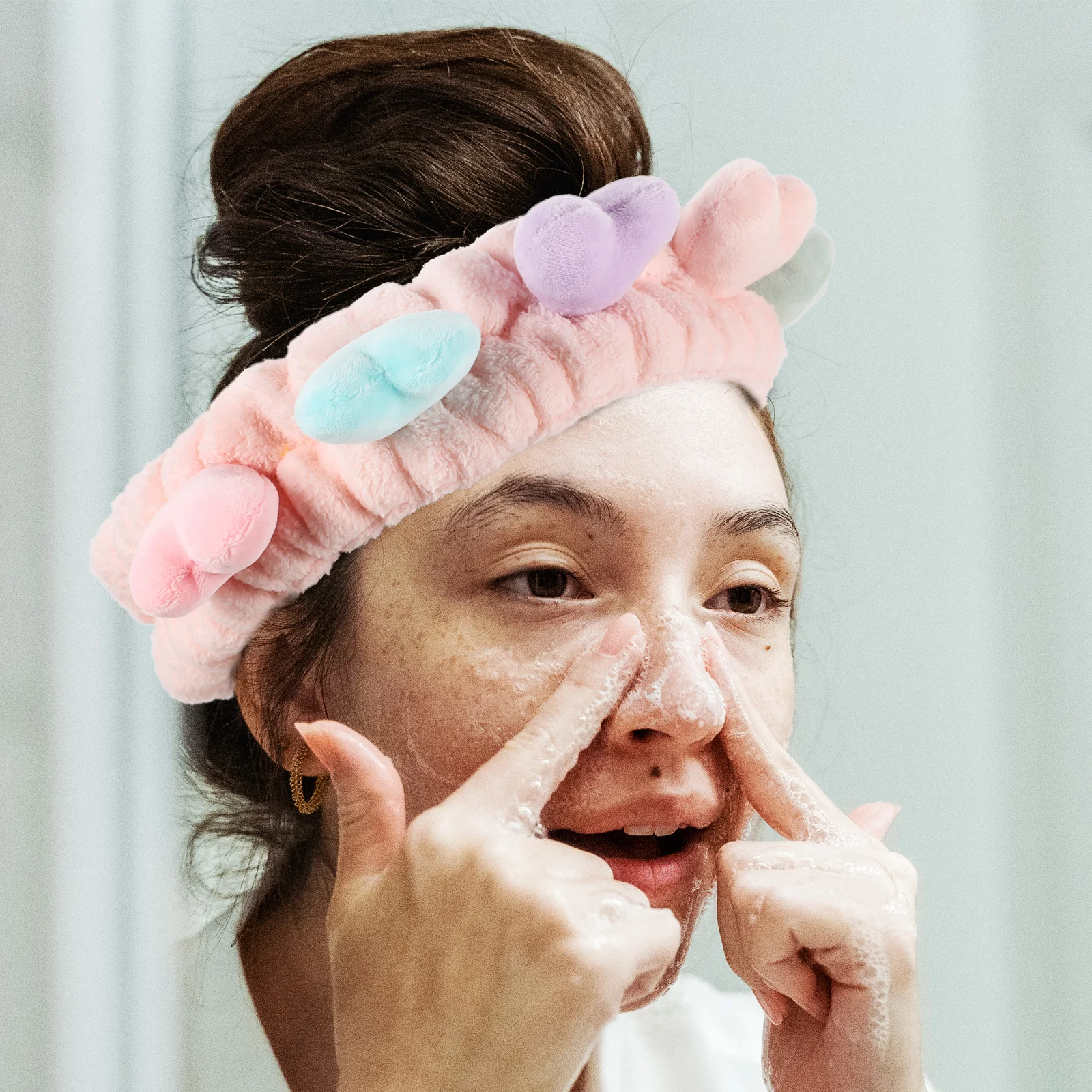 

Heart Headband Washing Face Head Bands Elastic Headband Fabric Furry Hair Hoop Hairbands For Makeup Facial Skincare