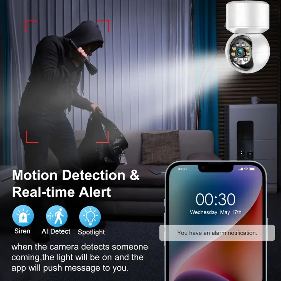 360° Wifi Camera Surveillance 5MP Smart Security Video Mini Night Vision Monitor Protection Indoor 64G Memory Wireless IP Camera 5