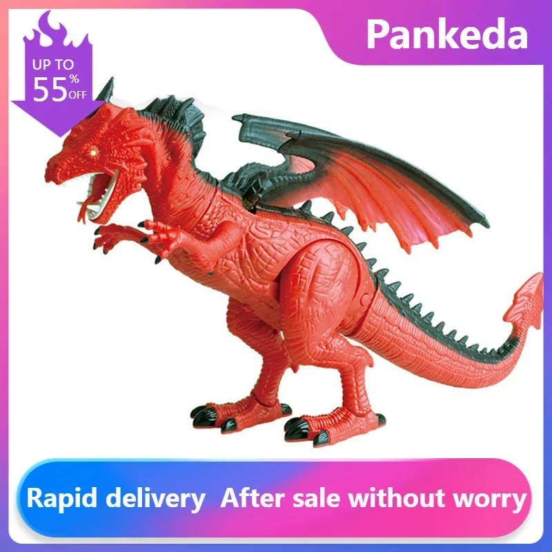 

Electric RC Dinosaur Toys Spray Fog Fire Dragon Remote Control Dinosaur Lighting&Sound Walking Animal Model Kids Toys Xmas Gift