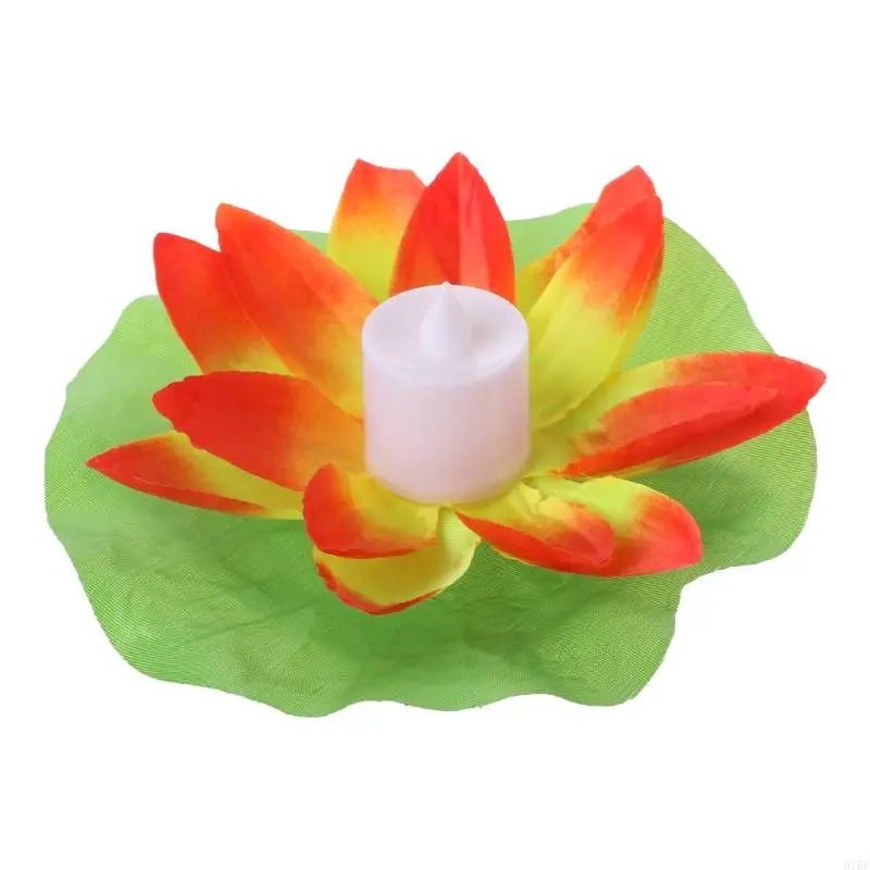 H7BF LED Floating Lotus Flower Lamps On Water Swimming Pool Garden Decoration Light