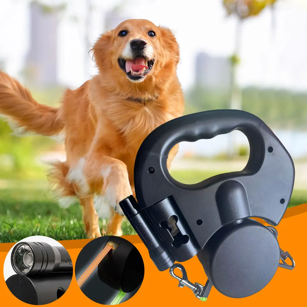 Correa para perro de doble cabeza, correa para caminar para perros, correa doble giratoria de 360 grados para mascotas con luz LED, correa retráctil para perros para 2 perros - Image 4