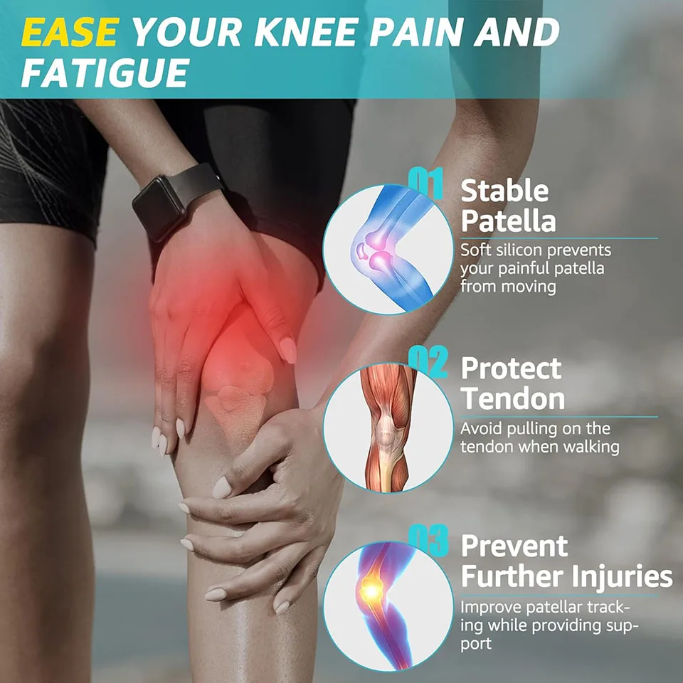 1PCS Dual Patella Knee Straps Knee Brace Patella Stabilizer for Knee Pain Relief Running Tennis Arthritis Tendonitis AOLIKES