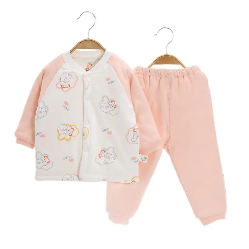 

Baby underwear set warm autumn and winter baby thin cotton autumn clothes autumn trousers thickened autumn and winter sandwich c