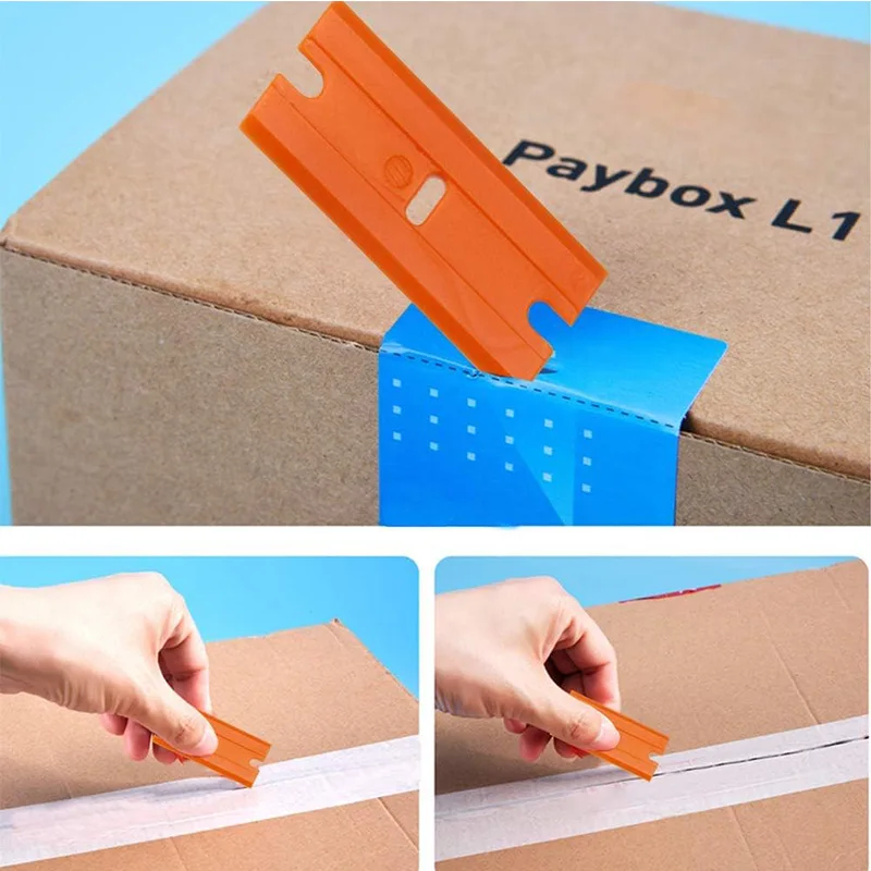 Car Sticker Remover 100Pcs Car Wrap Sticker Squeegee Label Clean Razor Glue Remover Window Glass Clean Scraper Double Edged Plastic Razor Blade