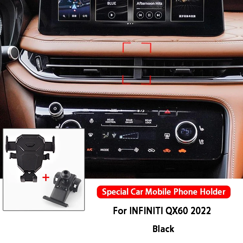 Car Mobile Phone Holder For INFINITI QX60 QX50 Q50 2015-2022 Car  Accessories Air Vent Mount Bracket GPS Phone Holder Clip Stand Black-02
