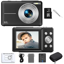 High-Definition Digital Camera with Full HD Video and 16X Zoom for Photography and Vlogging (Black set 32G to bag)
