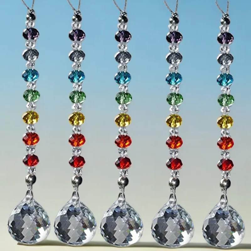 1PCS 20mm Crystal Suncatcher Ball Prism Chakra Rondelle Beads Pendant Rainbow Maker Hanging Home Garden Decoration sun catcher crystal pendant sun catchers