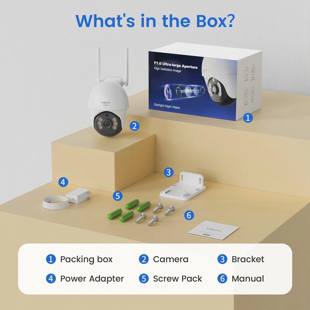 XIAOVV 4G SIM 3MP Starlight Outdoor Security PTZ Camera IP66 Waterproof with Two-Way Talk and Motion Detection Remote Monitoring 6