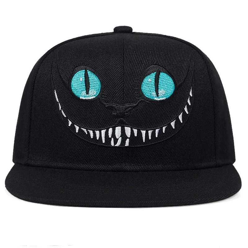 New Cheshire Cat Embroidery Baseball Cap Cute Smiley Snapback Caps Men's and Women's Universal Cotton Hat Adjustable Hip Hop Hat