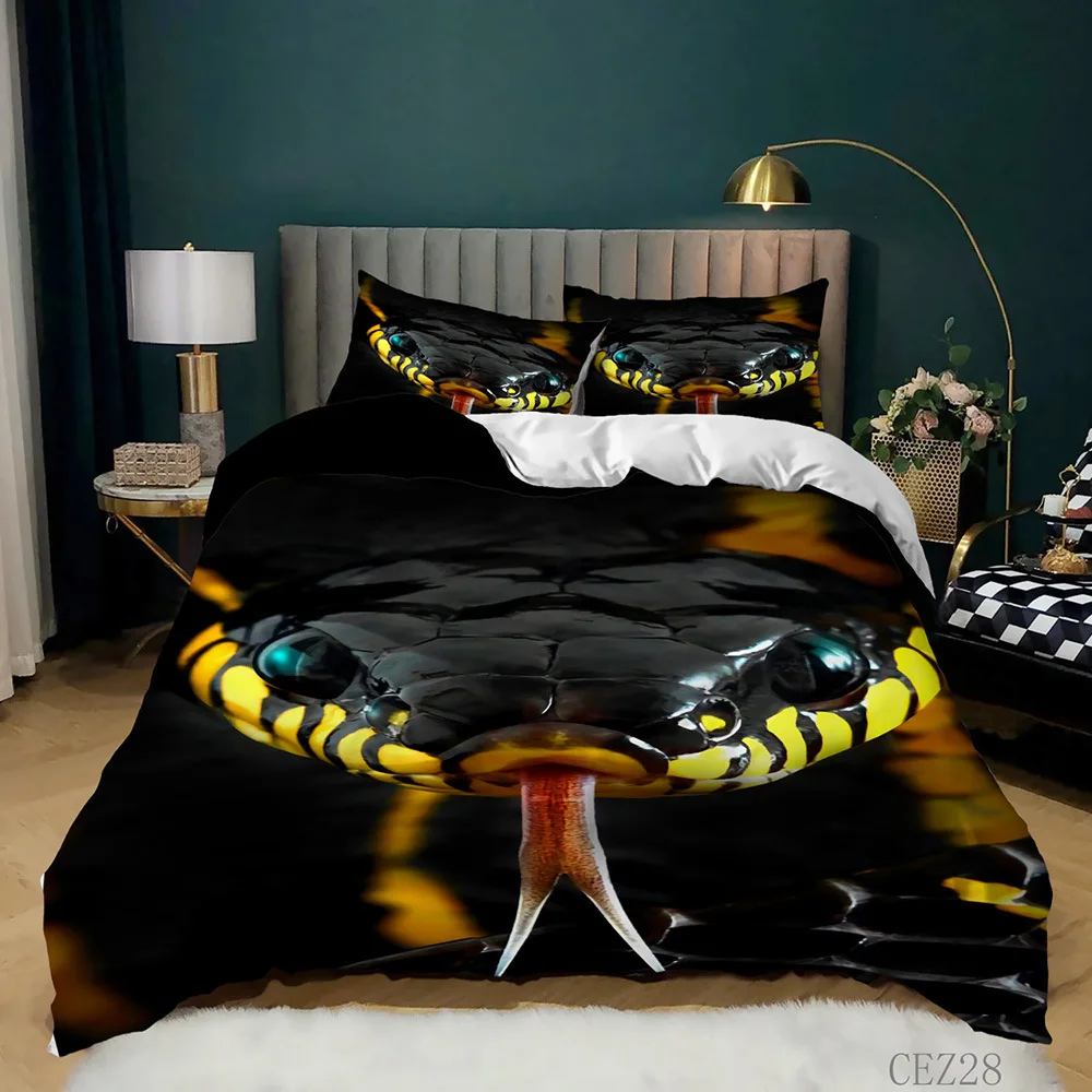 Bed Comforter King Snake Bedding Snake Duvet Cover Set 3D Python