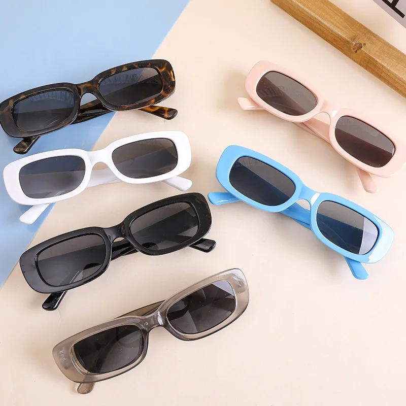 

New Girls Boys Cute Rectangle Cartoon Small Sunglasses Children Retro Square Eyewear Outdoor UV400 Shade Protect Glasses
