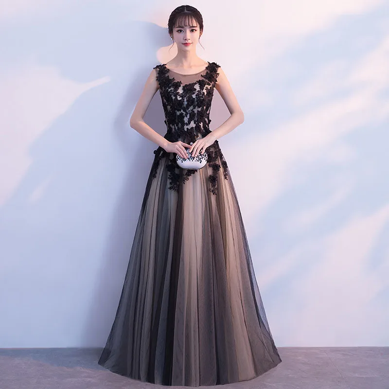 

DongCMY Black Banquet Evening Dresses Long 2024 New Dignified Atmosphere Elegant Host Wedding Party Dress Women