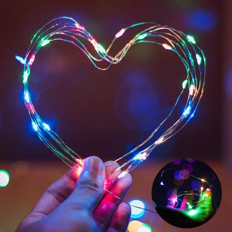 Copper Wire LED Fairy Lights Mini Garland 1m CR2032 Battery String Lights Christmas Tree New Year Wedding Party Gift Decor