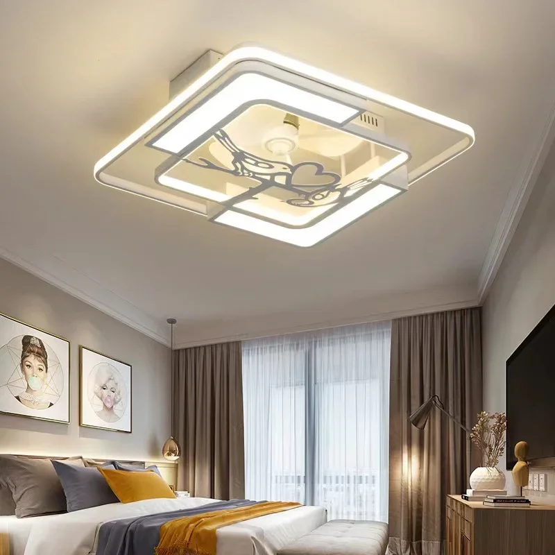 Nordic modern ceiling fan light invisible remote control ceiling light residential living room bedroom fan LED