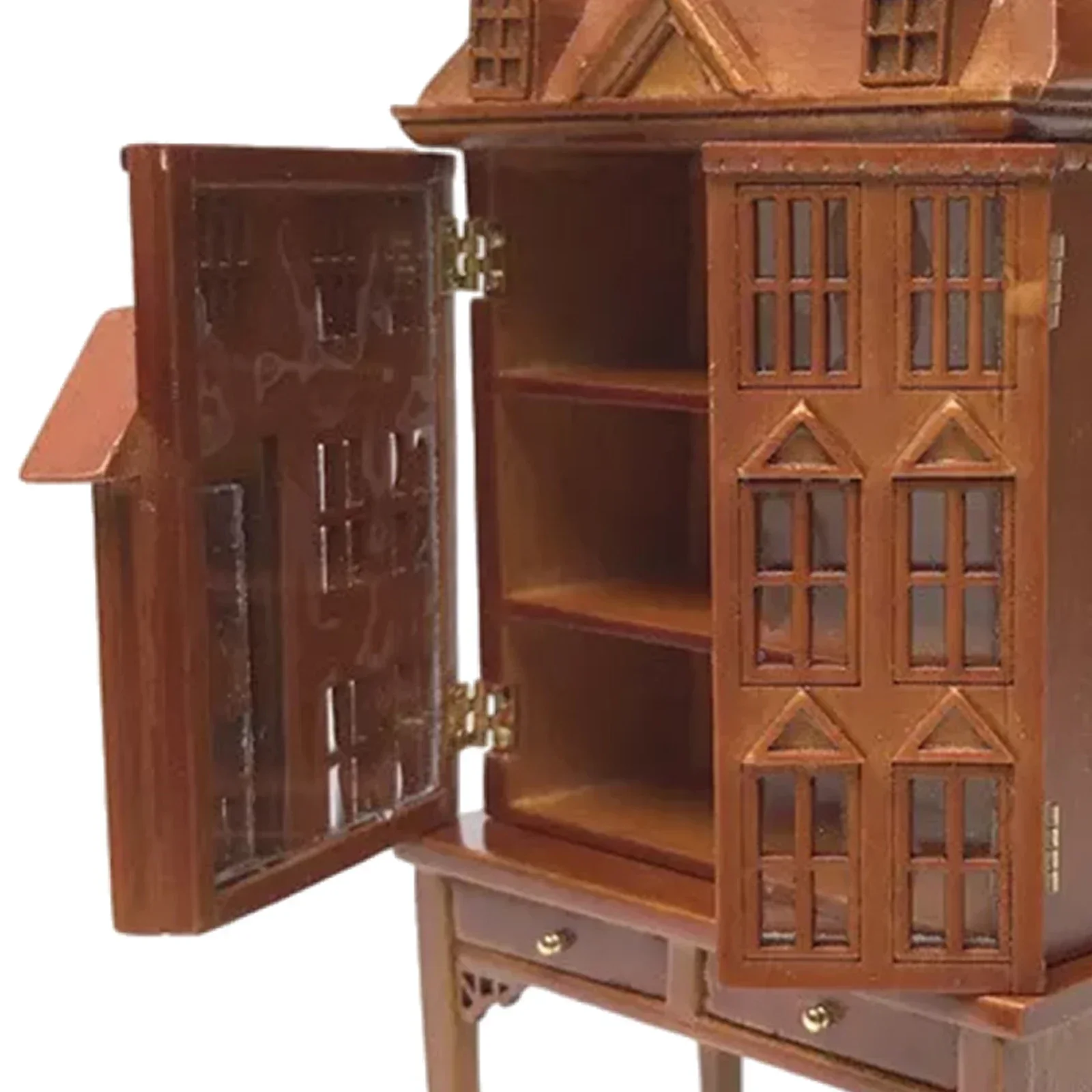 Dollhouse 1/12 Mini Model Toy House Display Cabinet Scene 12 Props Retro Coffee Wooden Children Doll Home Toys Accessories Plays 3