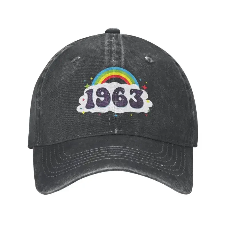 

Fashion Cotton 1963 Rainbow Baseball Cap Men Women Adjustable 60 Years Old Gifts 60th Birthday Dad Hat Sun Protection