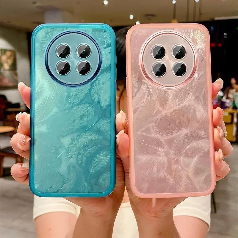 Feather Glitter Soft Silicone Case with Lens Camera Protection and Clear Bumper