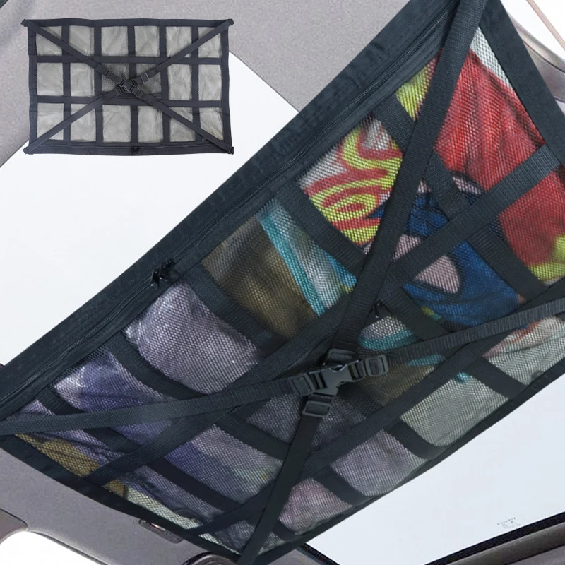 

Car ceiling cargo net multifunctional hanging storage organizer with large capacity for convenient storage of car ceiling net