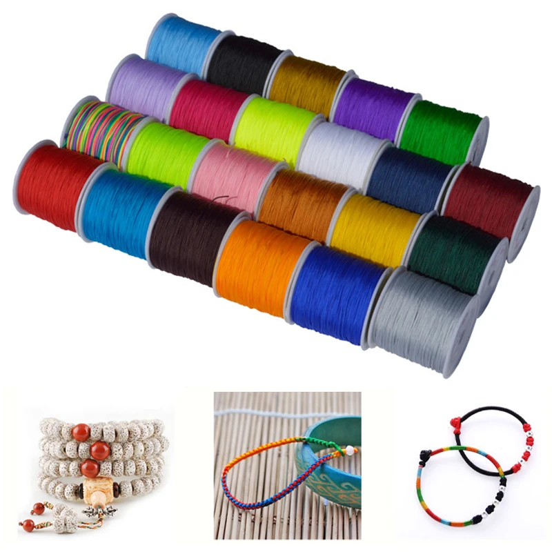 Vibrant Nylon Jewelry Thread Cord for DIY Creations - Assorted Colors, High Quality, 0.8mm Thickness 20m Length