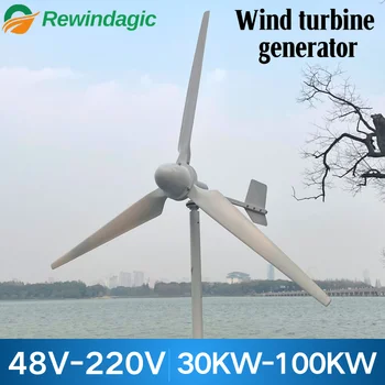 Low noise Residential Wind Turbine Generator Big Power 80KW 30KW 100KW 50KW Horizontal Wind Turbine 96V 220V For Home use