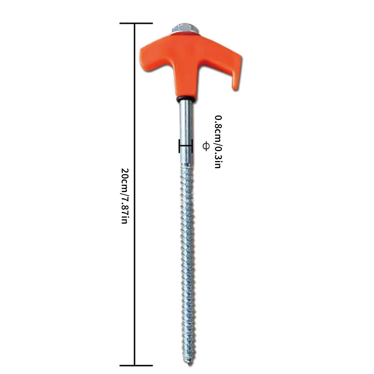 Garden Staples 8*200mm M8 Carbon Steel Hexagonal Glow-in-the-dark Ground Pegs Portable Rotatable Plastic Head Threaded Tent Pegs