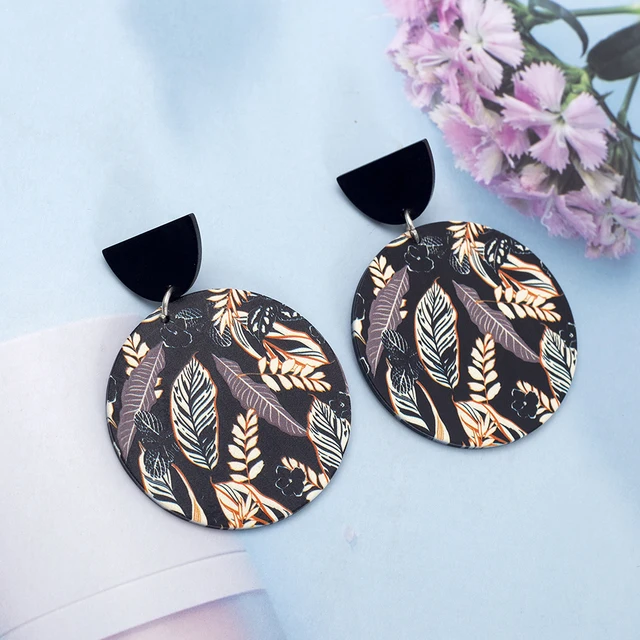 Vivian Acrylic 3D Printing Leaf Dangle Earrings 6