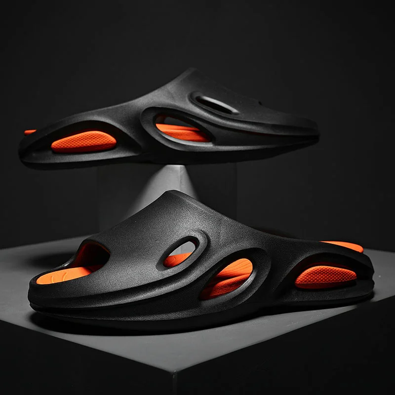 Slīdošās čības vīriešiem, neslīdošas ar biezu zoli, mīkstas putuplasta slīdņus, ērtas čības iekštelpām ārā_voghion.com