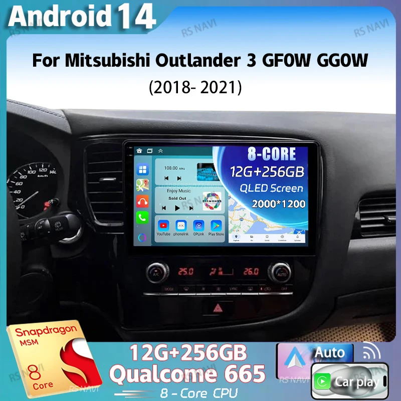 

Android 14 For Mitsubishi Outlander 3 GF0W GG0W 2018 - 2021 2K QLED Android Car Radio Multimedia Video Player GPS Stereo CarPlay