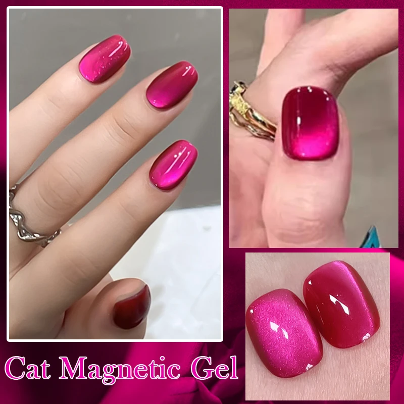 BORN PRETTY Pink Red Cat Magnetic Gel Nail Polish 10ml Jelly Amber Gorgeous Color Soak Off UV LED Semi Permanent Gel Nail Art 3