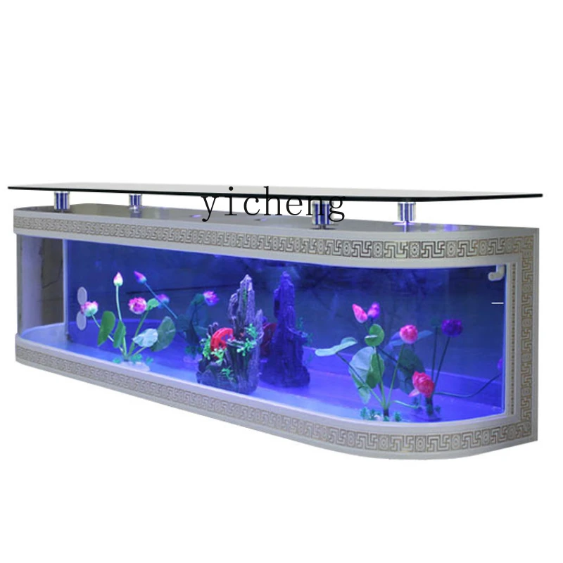 Ecological Fish Tank Modern Minimalist Aquarium Floor Glass Living Room  Coffee Table