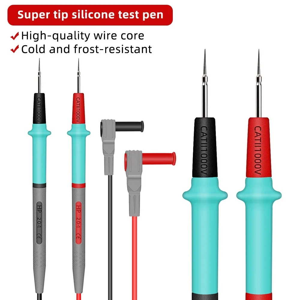 Lengthening 1000V 25A Multimeter Probe Wire Silicone Test Lead High-precision Measurement Pin Alligator 1 Pairs