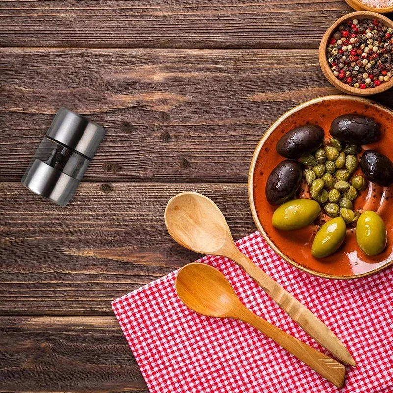 Manual Stainless Steel Salt&Pepper Grinder - Portable Mini Mill for Herbs,Spices, and Rose Salt, Adjustable Coarse/Fine Kitchen