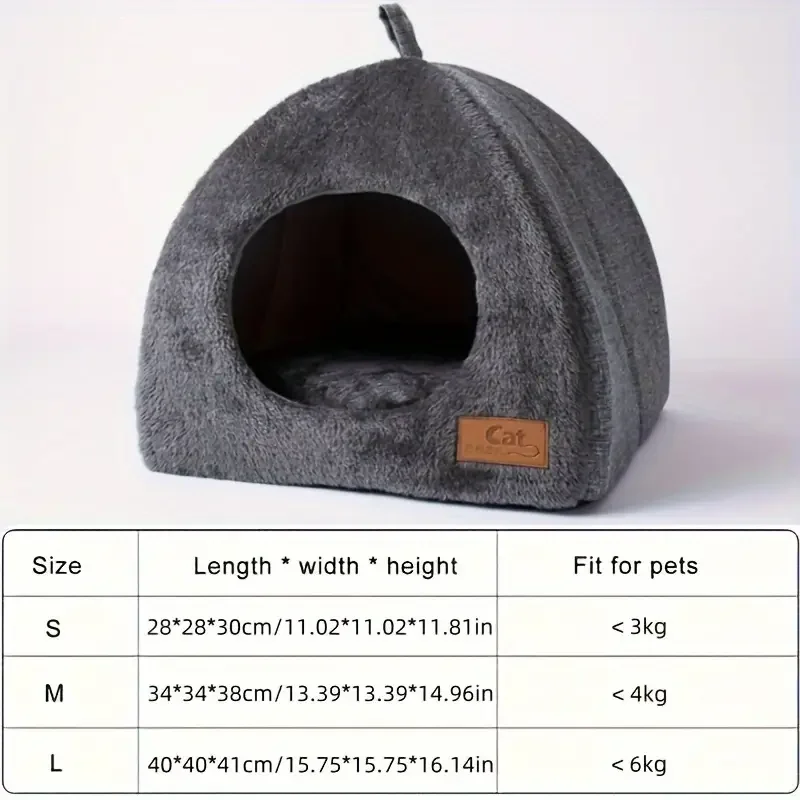 Pet Bed Cat House Soft Plush Sleeping Nest with Removable Mat, Indoor Enclosed Warm Cozy Tent for Cats, Cat Tent Bed