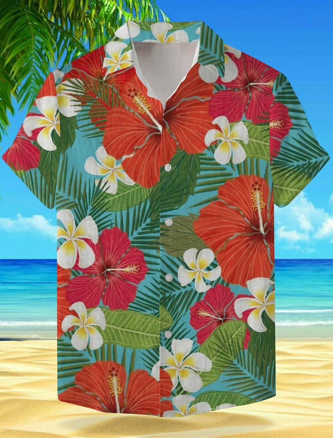 

Floral Plants Vacation Hawaiian Men's Shirt Outdoor Hawaiian Holiday Summer Turndown Short Sleeve Red Blue Mint Green Shirts