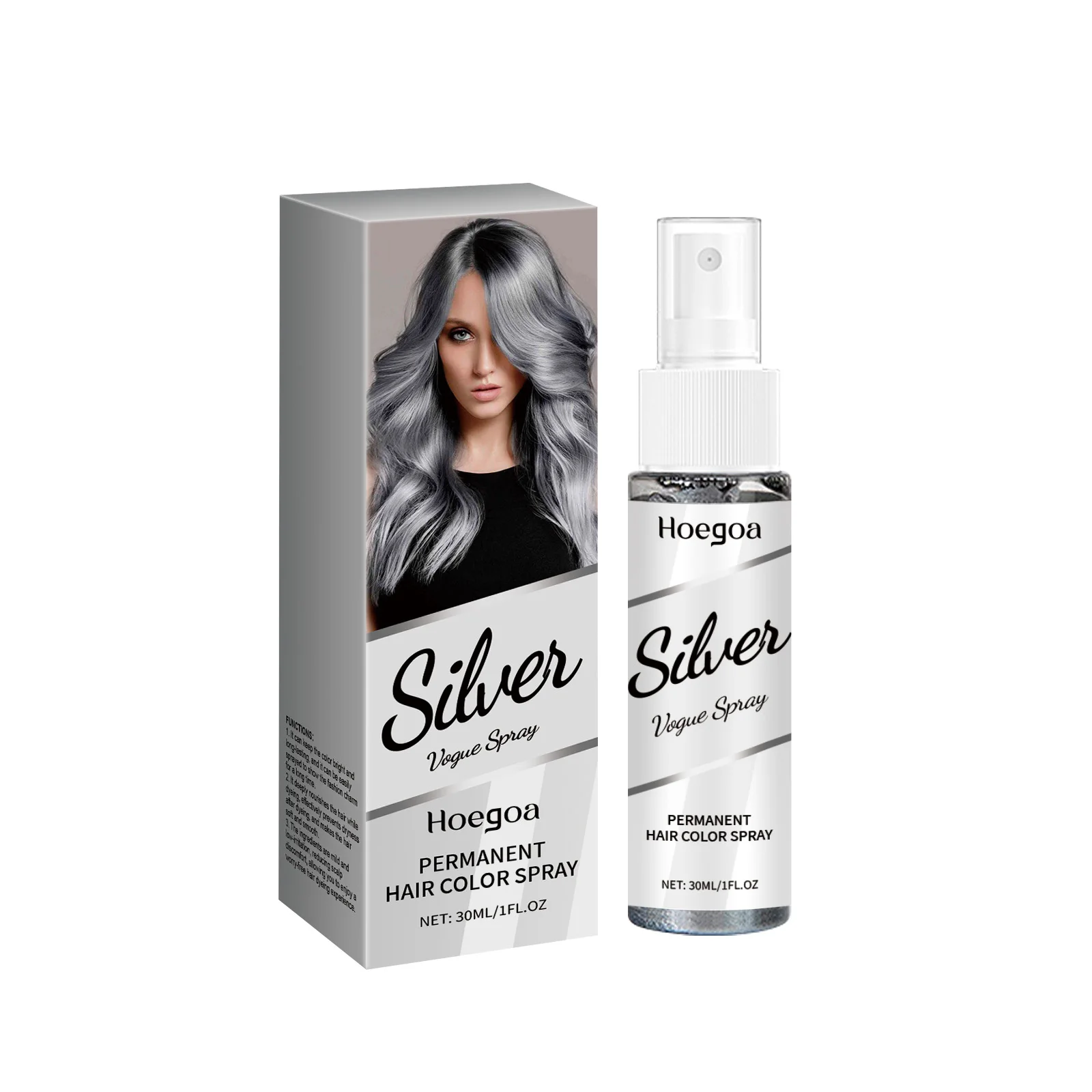 Silver Gray Hair Color Spray - Temporary Washable Hair Dye With Plant Extracts For Fashionable Looks & Nourished Hair