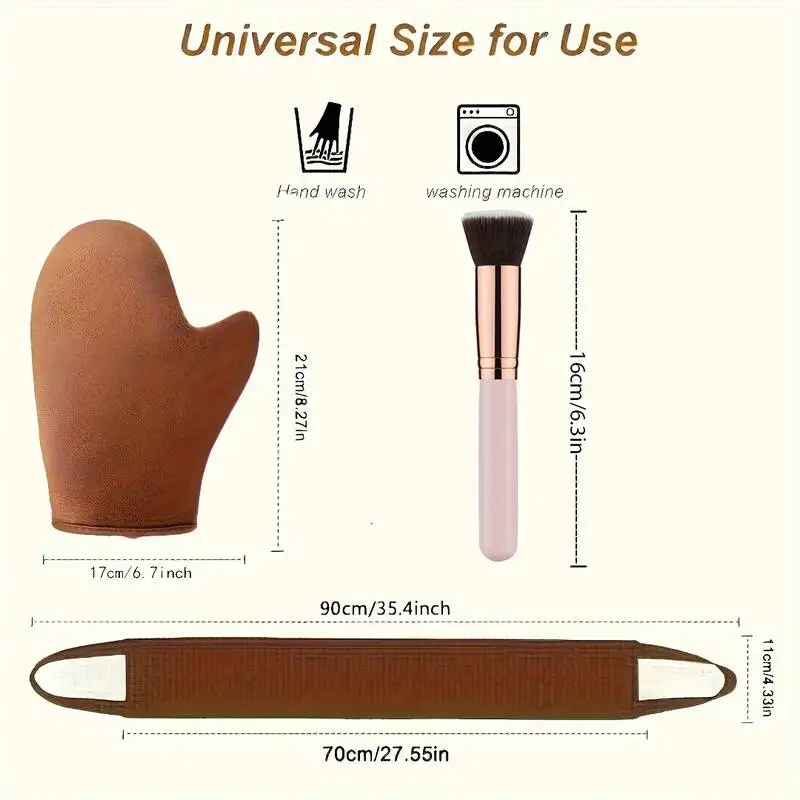 3-In-1 Self Tanning Mitt Glove Reusable Body Face Bath Cleaning Tools Back Tan Applicator Exfoliating Tan Removal Mitt self tanning mitt