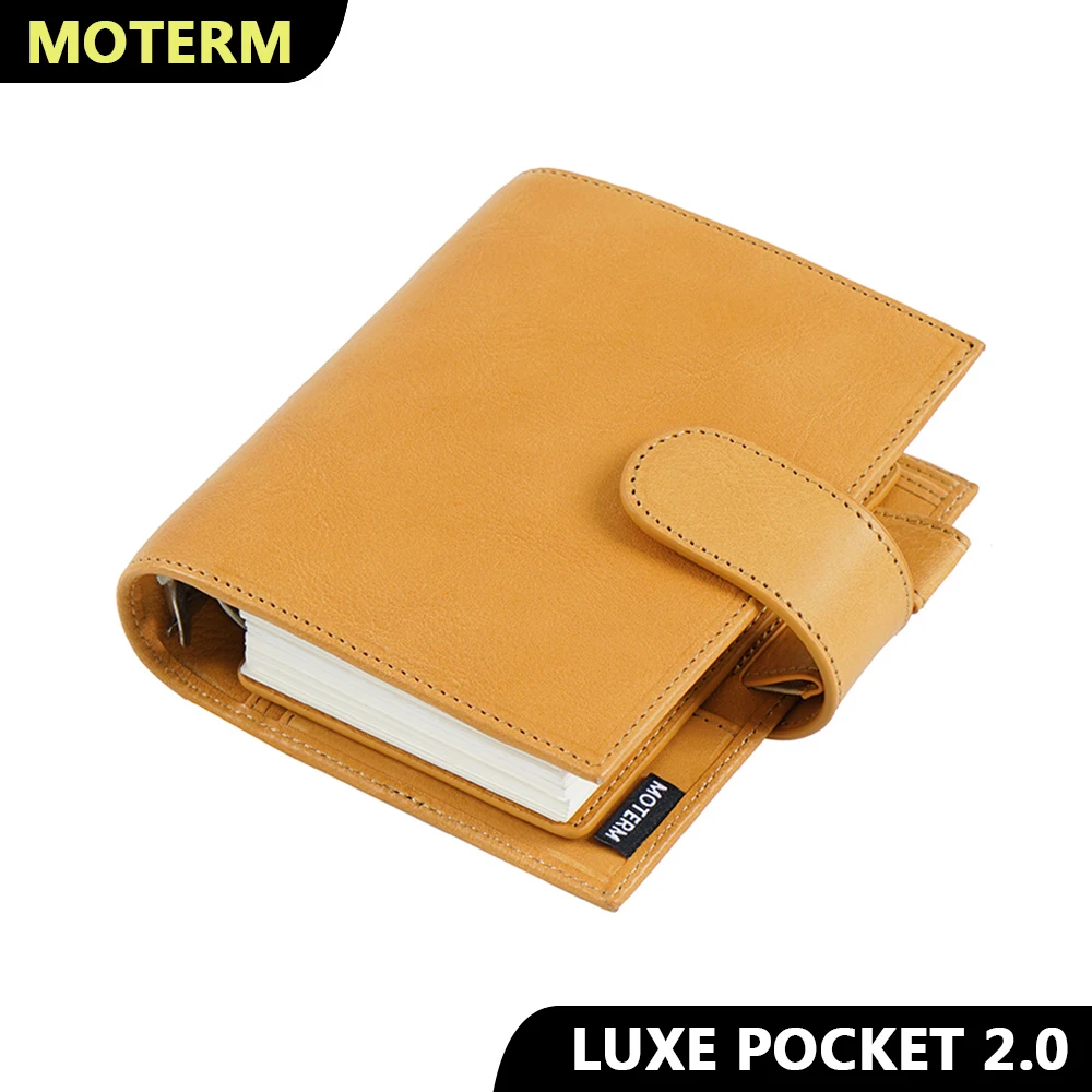 

Moterm Full Grain Veg Tan Leather Pocket Luxe 2.0 Rings Planner A7 Notebook with 30MM Rings Agenda Organizer Diary Journal