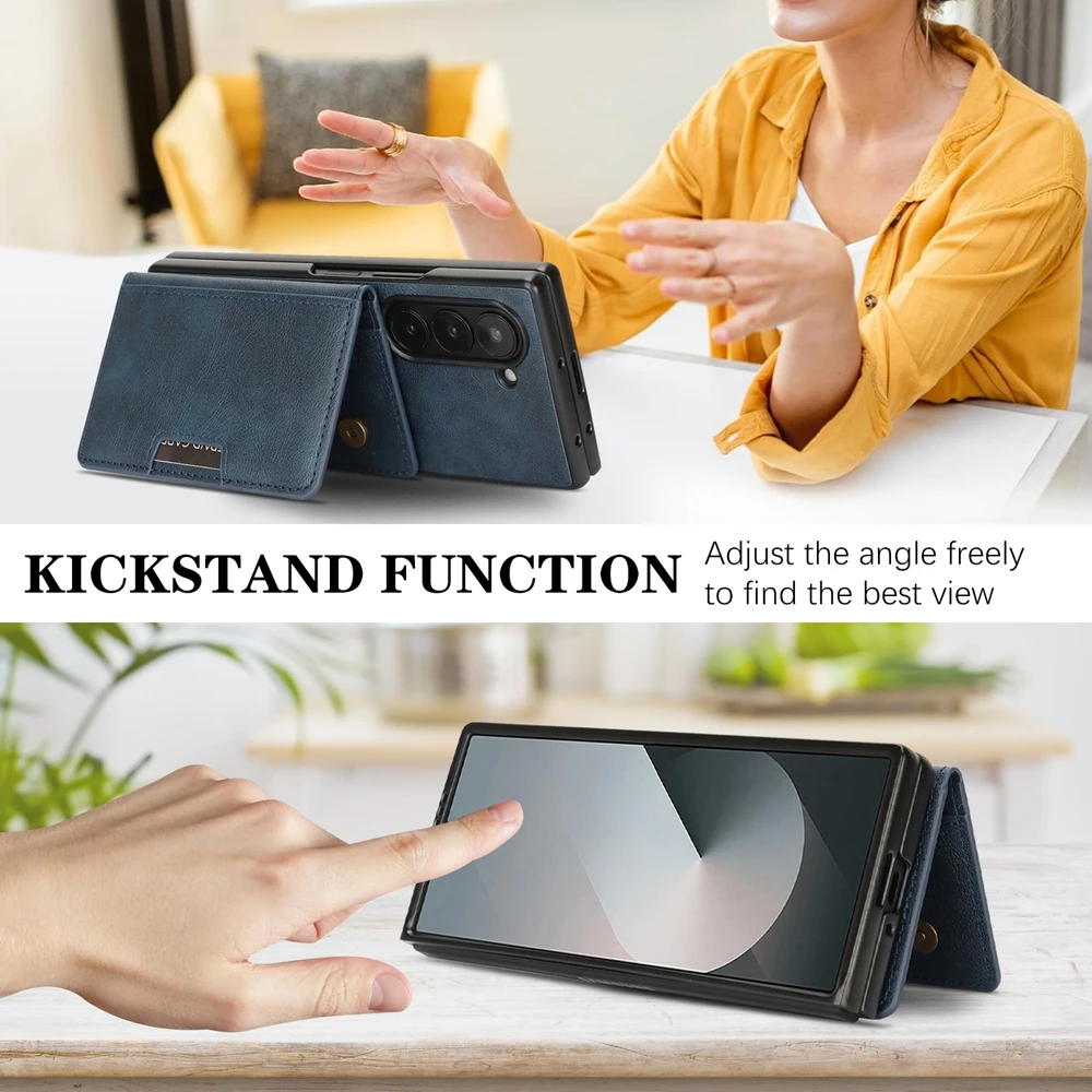 Magnetic 2-in-1 Phone Case with Card Slots, Kickstand & Wireless Charging Compatibility