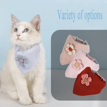 Fine Check Triangle Scarf Adjustable Dog Scarf Bandana Cotton Cute Small Flower Dog Scarf Cat Dog Accessories Beauty Products