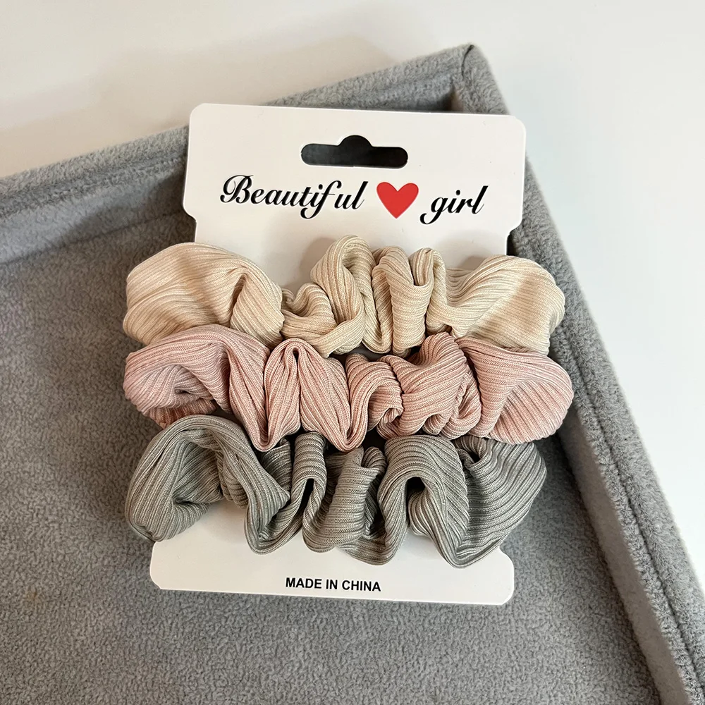 Elegant Corduroy & Satin Scrunchies Set - Women's Hair Accessories Collection