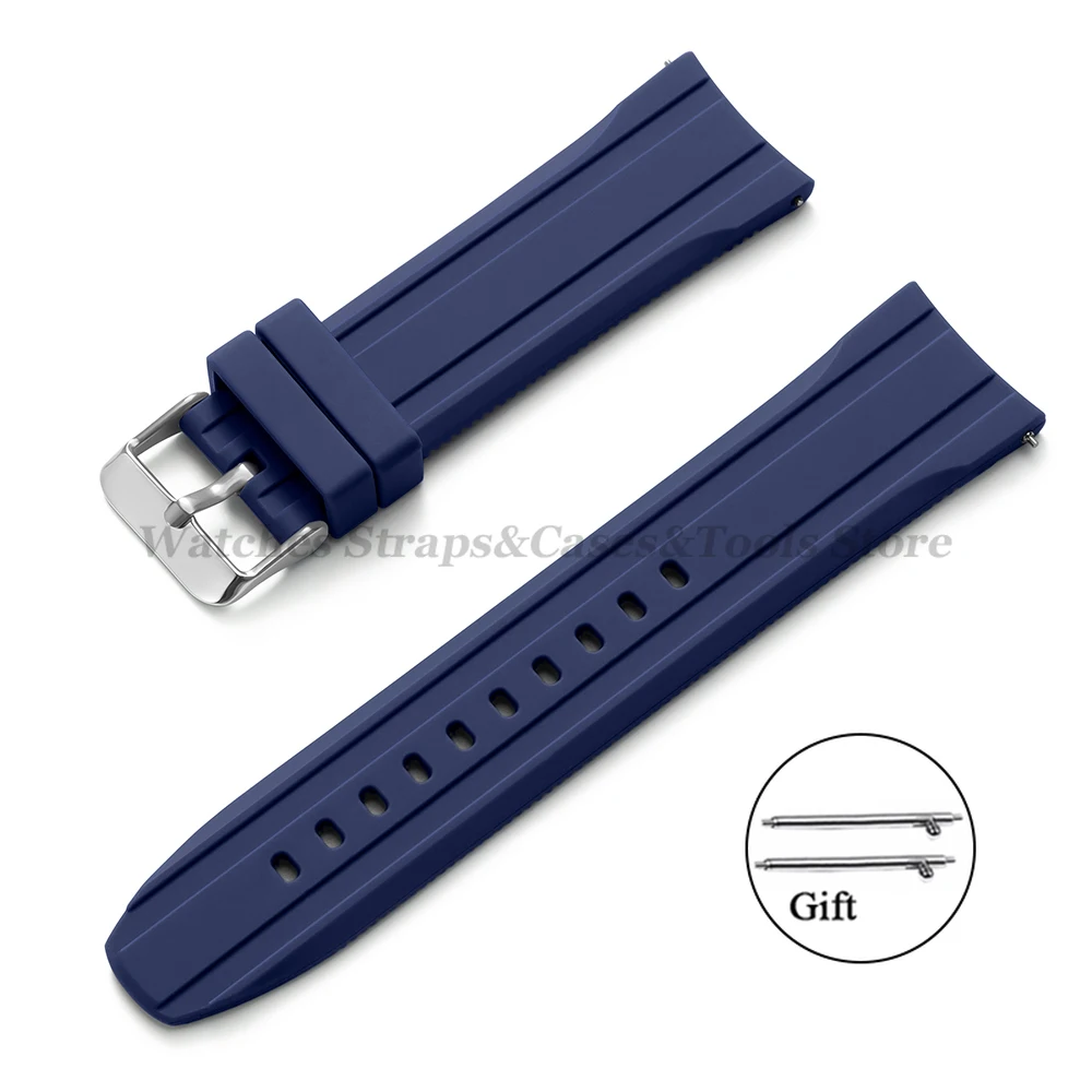 Premium Silicone Watch Band - Soft Rubber Strap with Curved Ends, Waterproof and Versatile