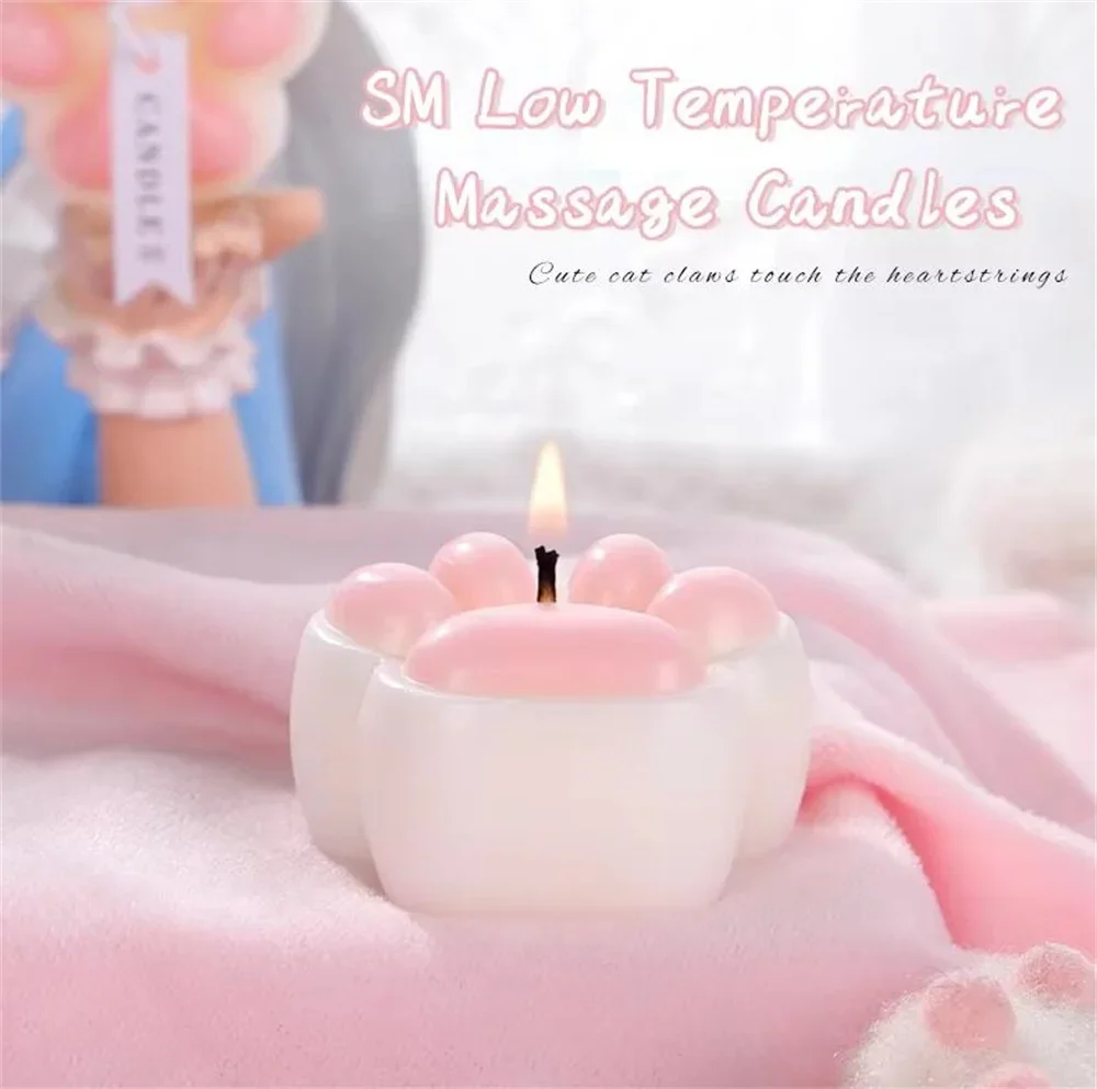 3PCS 3D Cute Pink Cat's Low Temperature Sex Candles BDSM Low Heat Massage Candles for Adult Erotic SM Dols