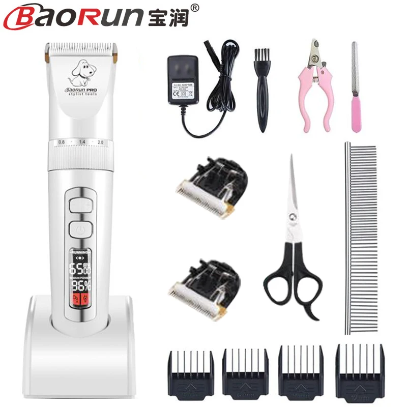 Baorun P9 Rechargeable Professional Pet Dog Animal Shaver Hair Cutter Trimmer Electrical Grooming Clipper Low Noise Cats Haircut